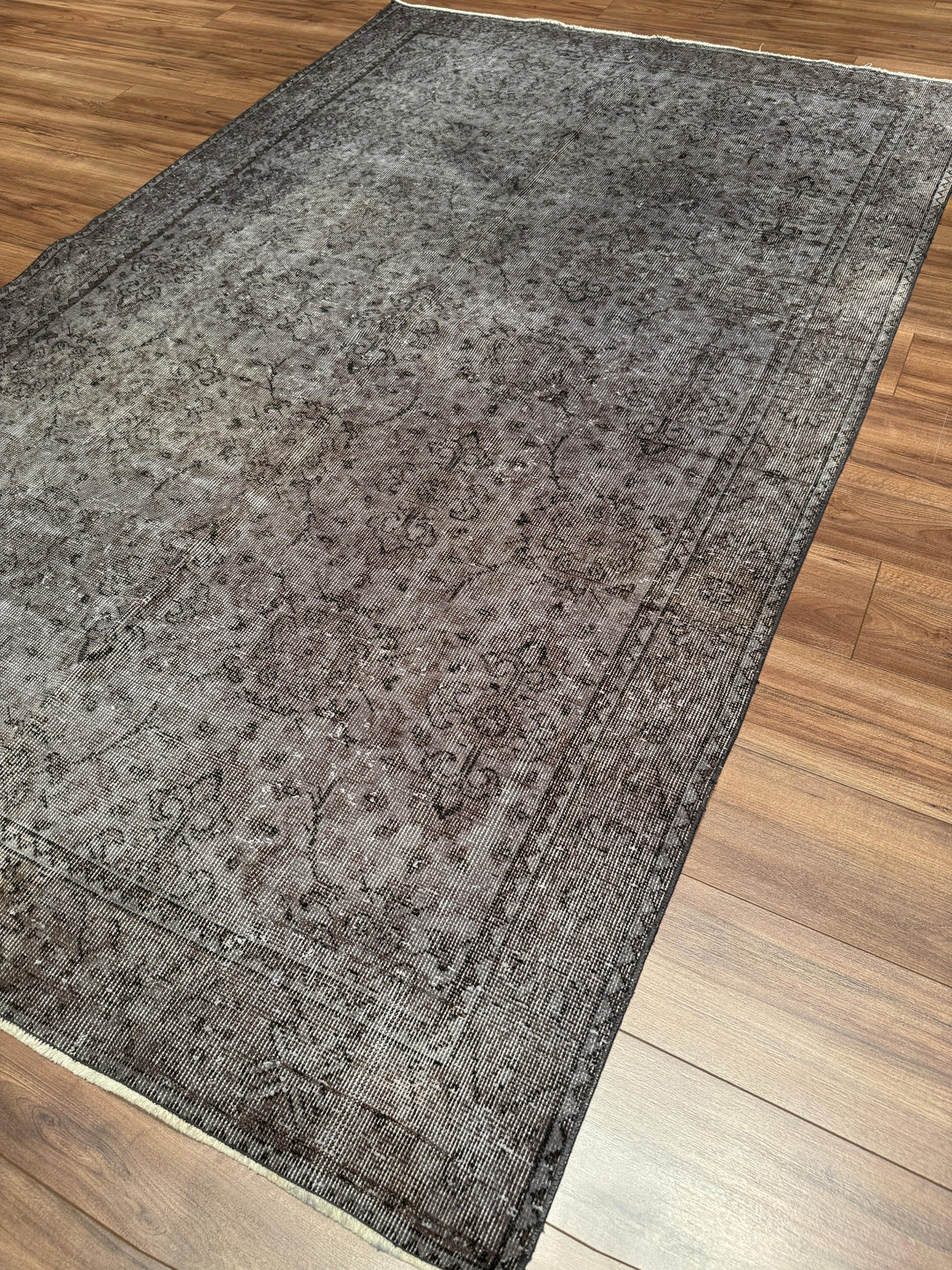 Orijinal Vintage Gri Kök Boya Yün El Dokuma Halı 170x271 4.61 Metrekare - 6x9 ft