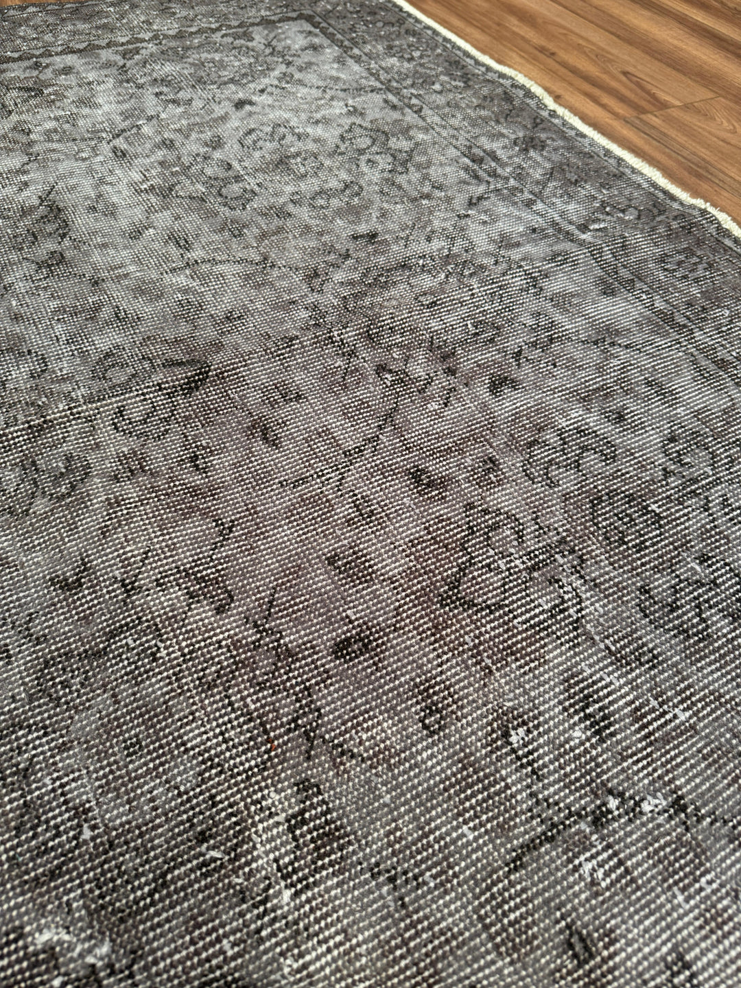 Orijinal Vintage Gri Kök Boya Yün El Dokuma Halı 170x271 4.61 Metrekare - 6x9 ft