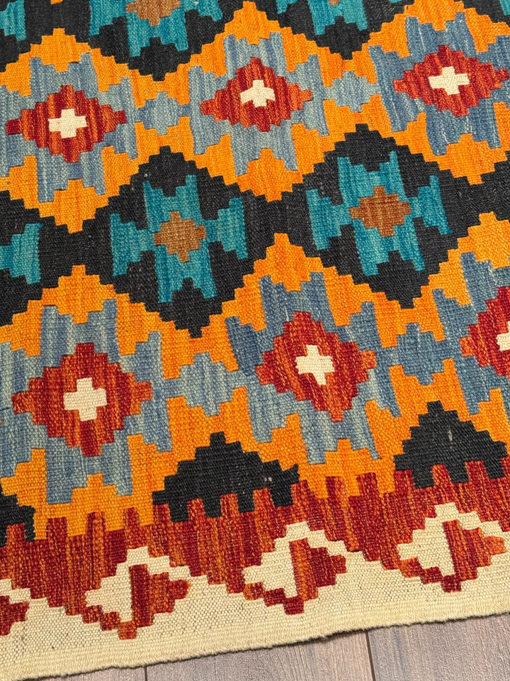 El Dokuma Orijinal Afgan Yün Kilim Multi 194x295 5.72 Metrekare - 7x10 ft