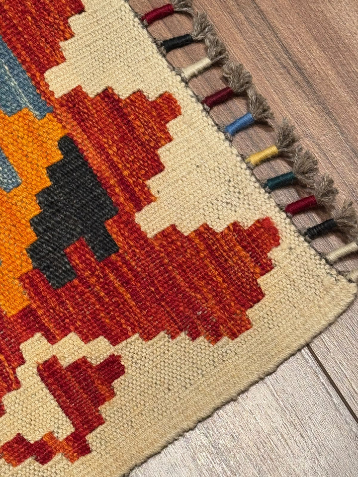 El Dokuma Orijinal Afgan Yün Kilim Multi 194x295 5.72 Metrekare - 7x10 ft