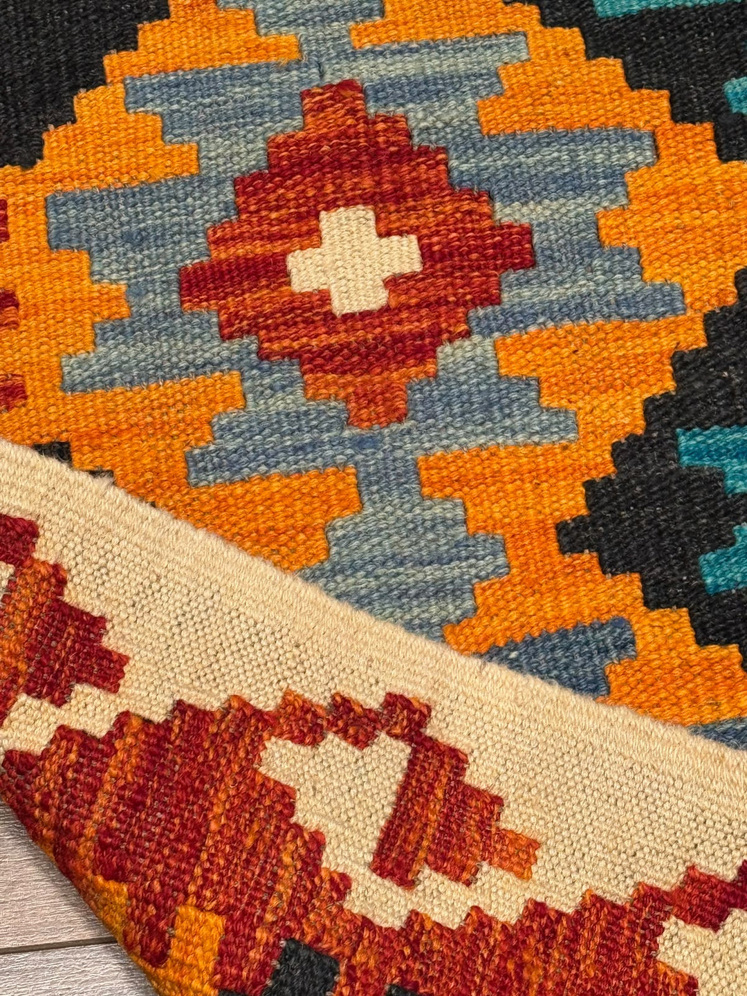 El Dokuma Orijinal Afgan Yün Kilim Multi 194x295 5.72 Metrekare - 7x10 ft