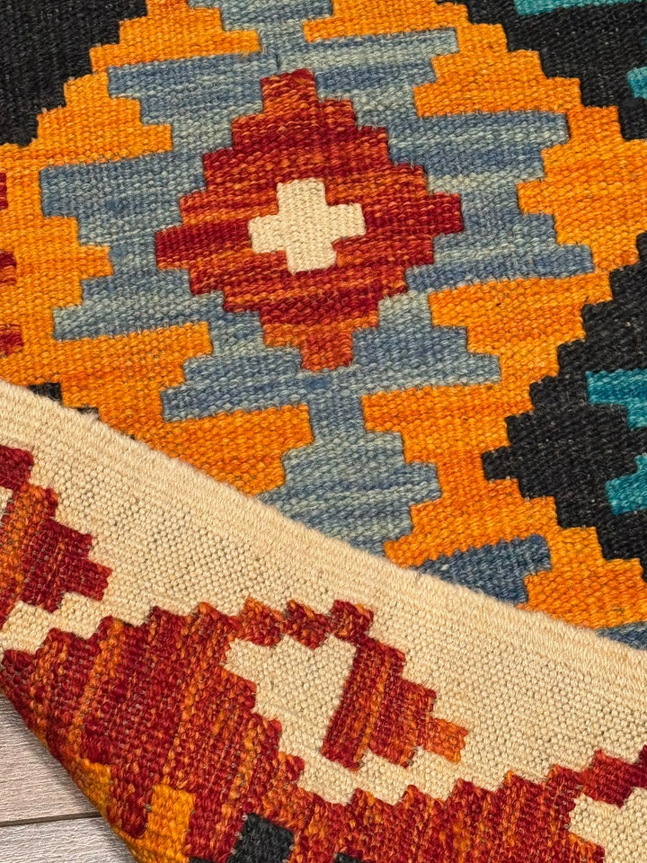 El Dokuma Orijinal Afgan Yün Kilim Multi 194x295 5.72 Metrekare - 7x10 ft