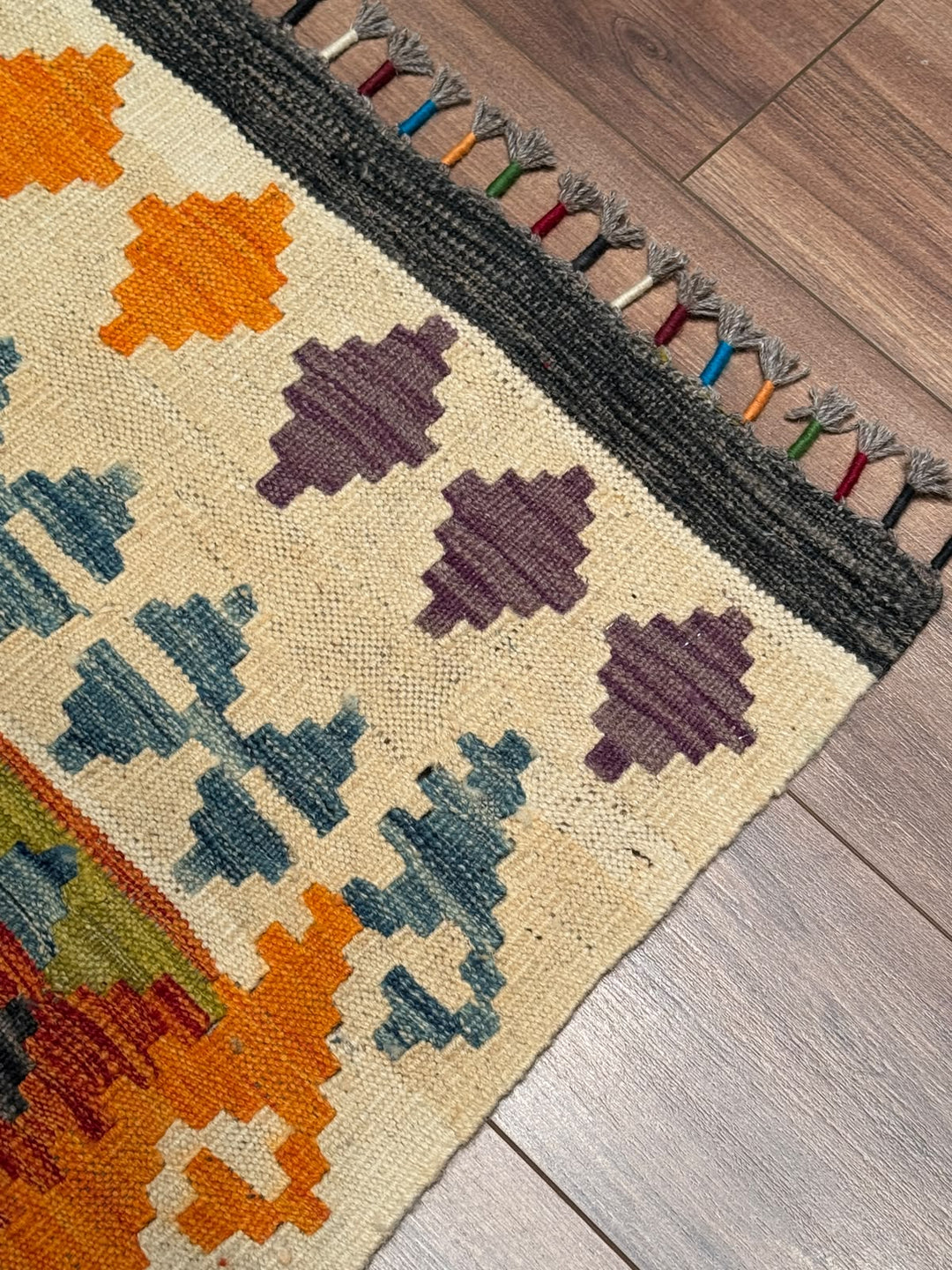 El Dokuma Orijinal Afgan Yün Kilim Multi 196x289 5.66 Metrekare - 7x10 ft