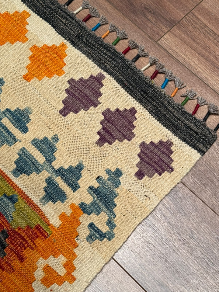 El Dokuma Orijinal Afgan Yün Kilim Multi 196x289 5.66 Metrekare - 7x10 ft