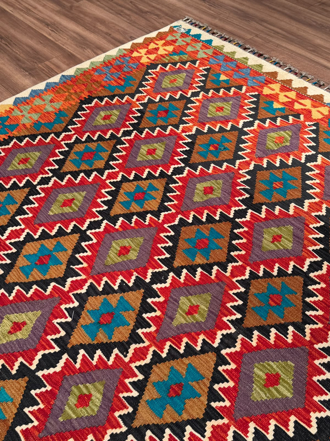 El Dokuma Orijinal Afgan Yün Kilim Multi 191x299 5.71 Metrekare - 7x10 ft