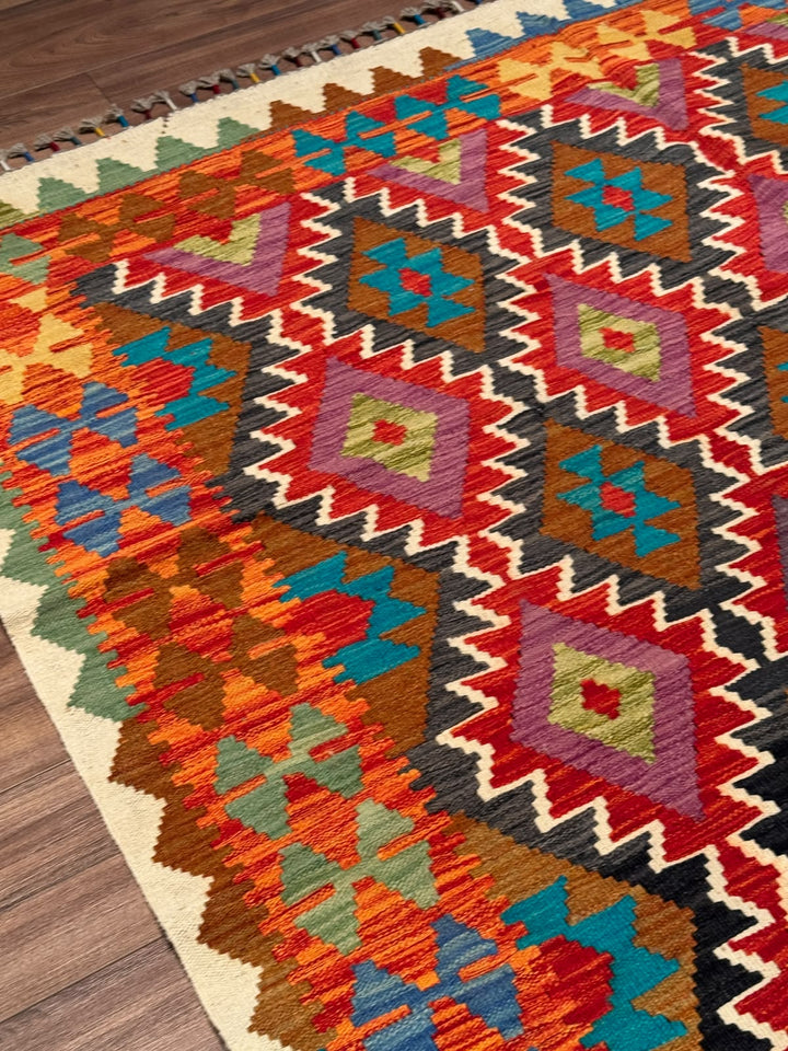 El Dokuma Orijinal Afgan Yün Kilim Multi 191x299 5.71 Metrekare - 7x10 ft