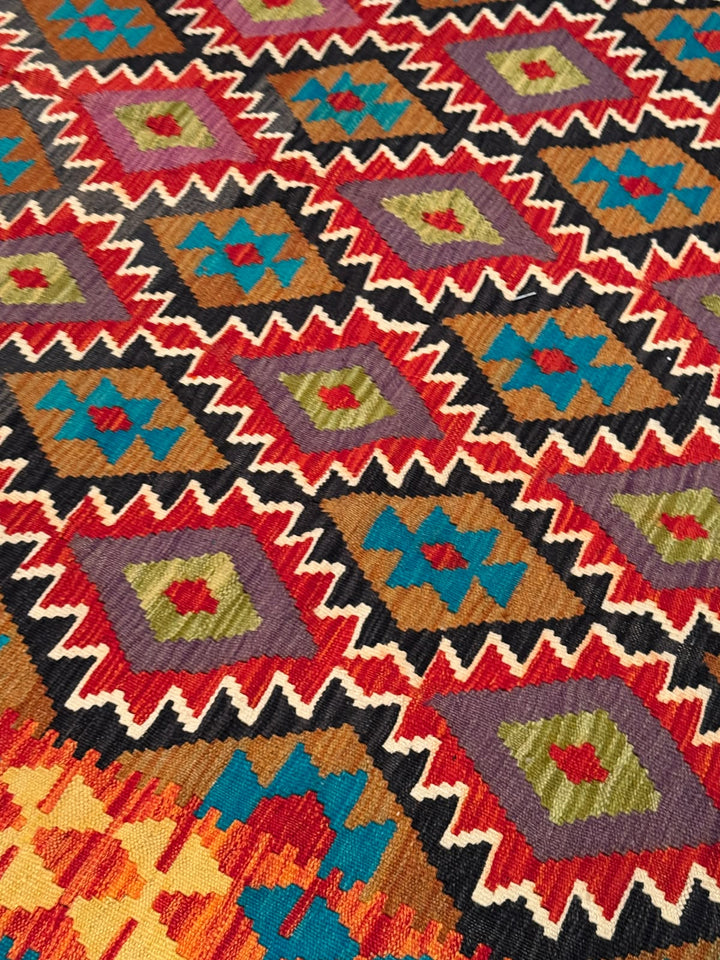 El Dokuma Orijinal Afgan Yün Kilim Multi 191x299 5.71 Metrekare - 7x10 ft