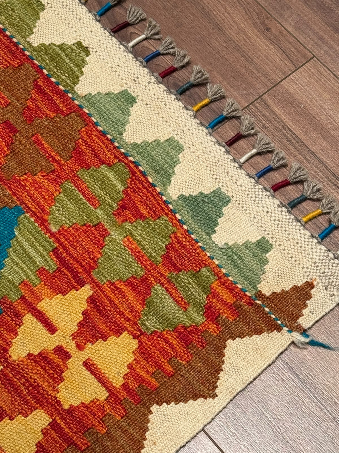 El Dokuma Orijinal Afgan Yün Kilim Multi 191x299 5.71 Metrekare - 7x10 ft