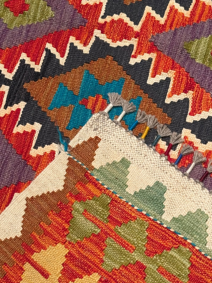 El Dokuma Orijinal Afgan Yün Kilim Multi 191x299 5.71 Metrekare - 7x10 ft