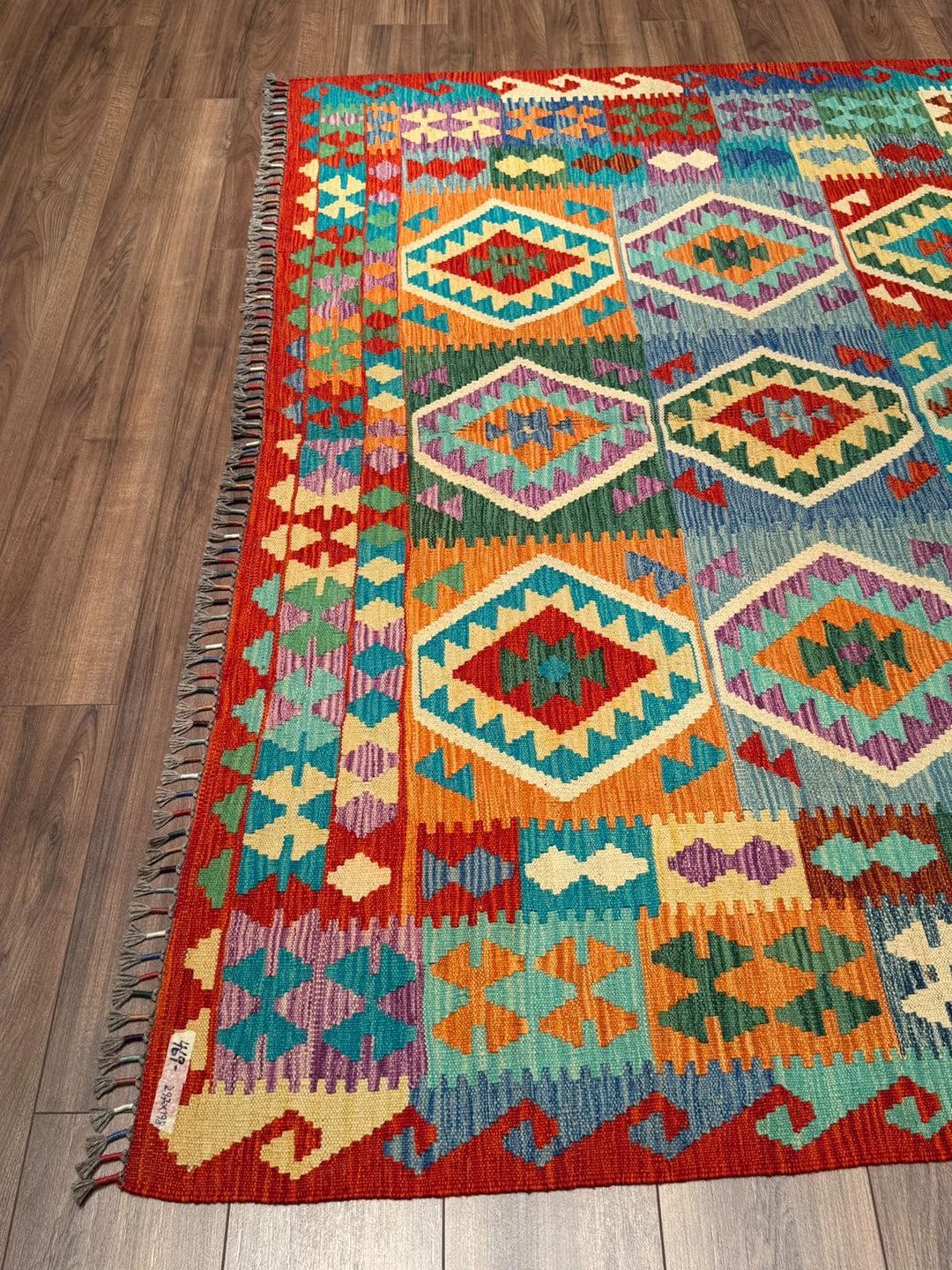 El Dokuma Orijinal Afgan Yün Kilim Multi 198x297 5.88 Metrekare - 7x10 ft
