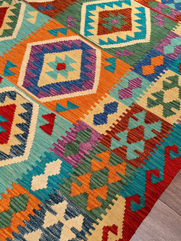 El Dokuma Orijinal Afgan Yün Kilim Multi 198x297 5.88 Metrekare - 7x10 ft