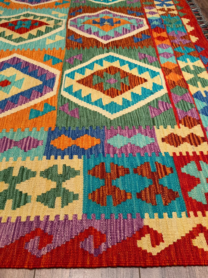 El Dokuma Orijinal Afgan Yün Kilim Multi 198x297 5.88 Metrekare - 7x10 ft