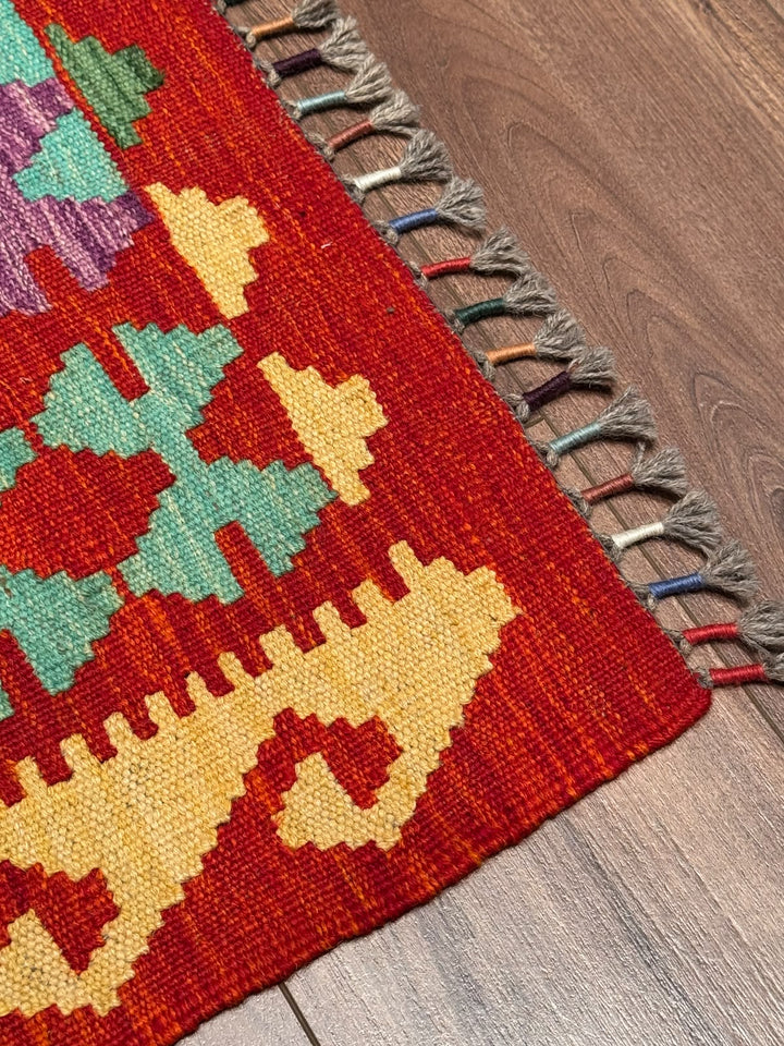 El Dokuma Orijinal Afgan Yün Kilim Multi 198x297 5.88 Metrekare - 7x10 ft