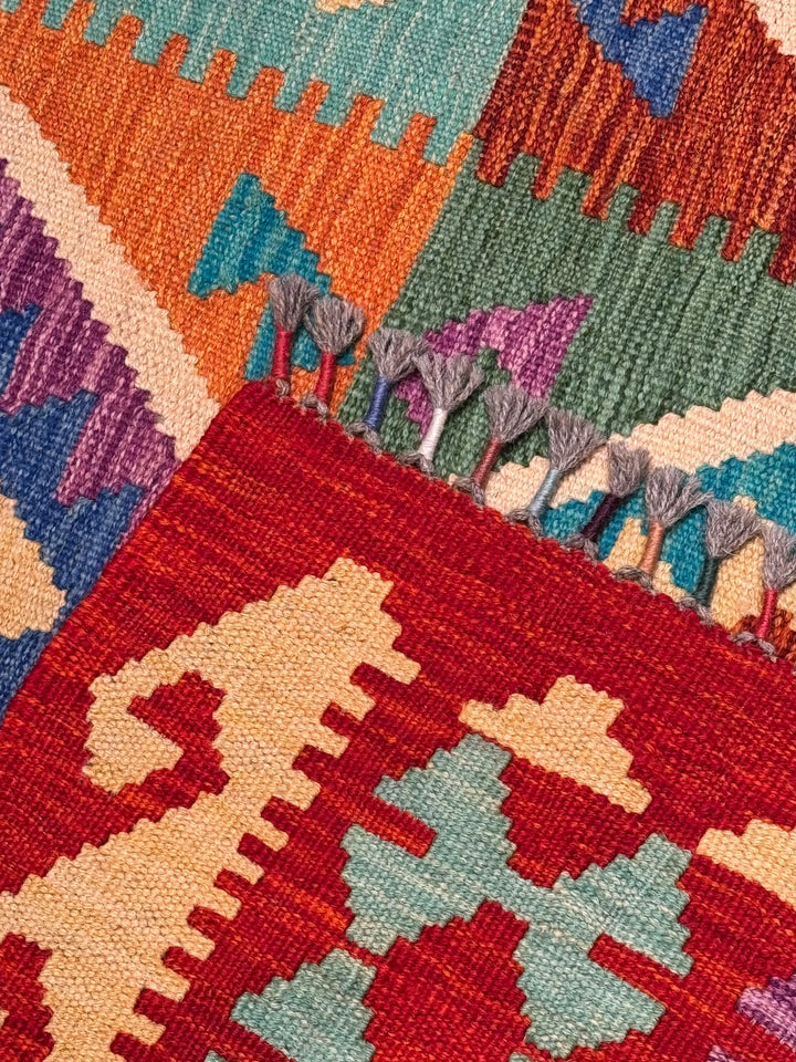 El Dokuma Orijinal Afgan Yün Kilim Multi 198x297 5.88 Metrekare - 7x10 ft