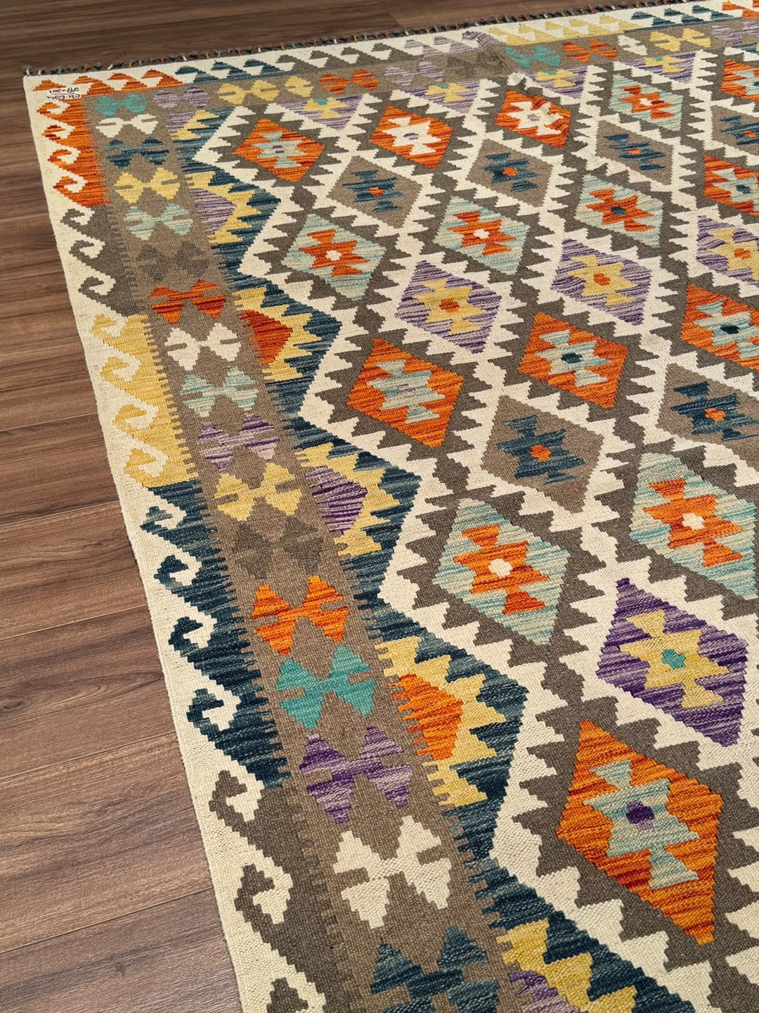 El Dokuma Orijinal Afgan Yün Kilim Multi 201x297 5.97 Metrekare - 7x10 ft