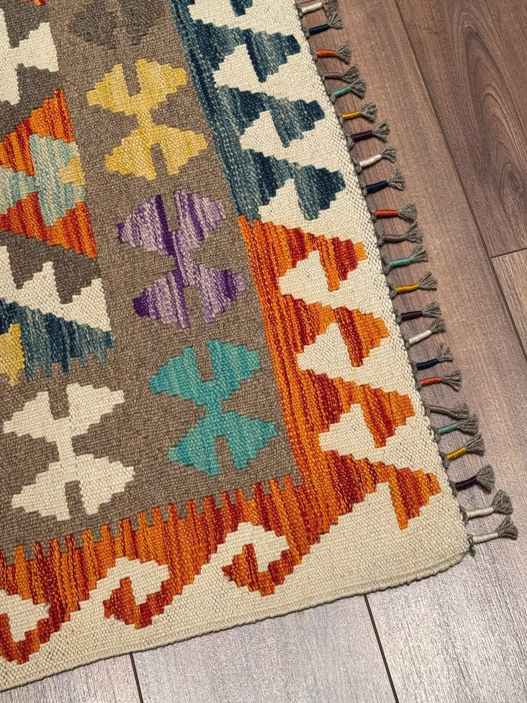 El Dokuma Orijinal Afgan Yün Kilim Multi 201x297 5.97 Metrekare - 7x10 ft