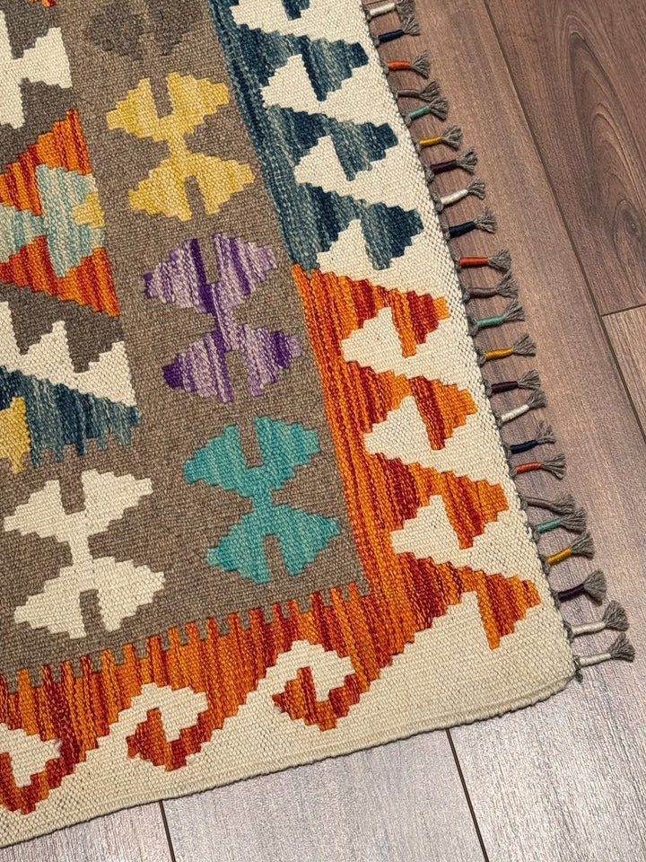 El Dokuma Orijinal Afgan Yün Kilim Multi 201x297 5.97 Metrekare - 7x10 ft