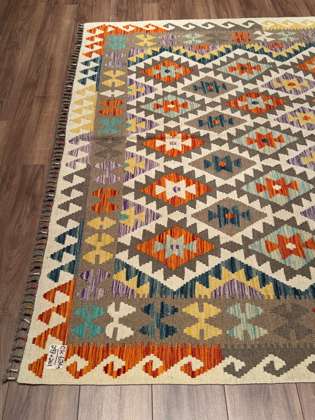 El Dokuma Orijinal Afgan Yün Kilim Multi 201x297 5.97 Metrekare - 7x10 ft
