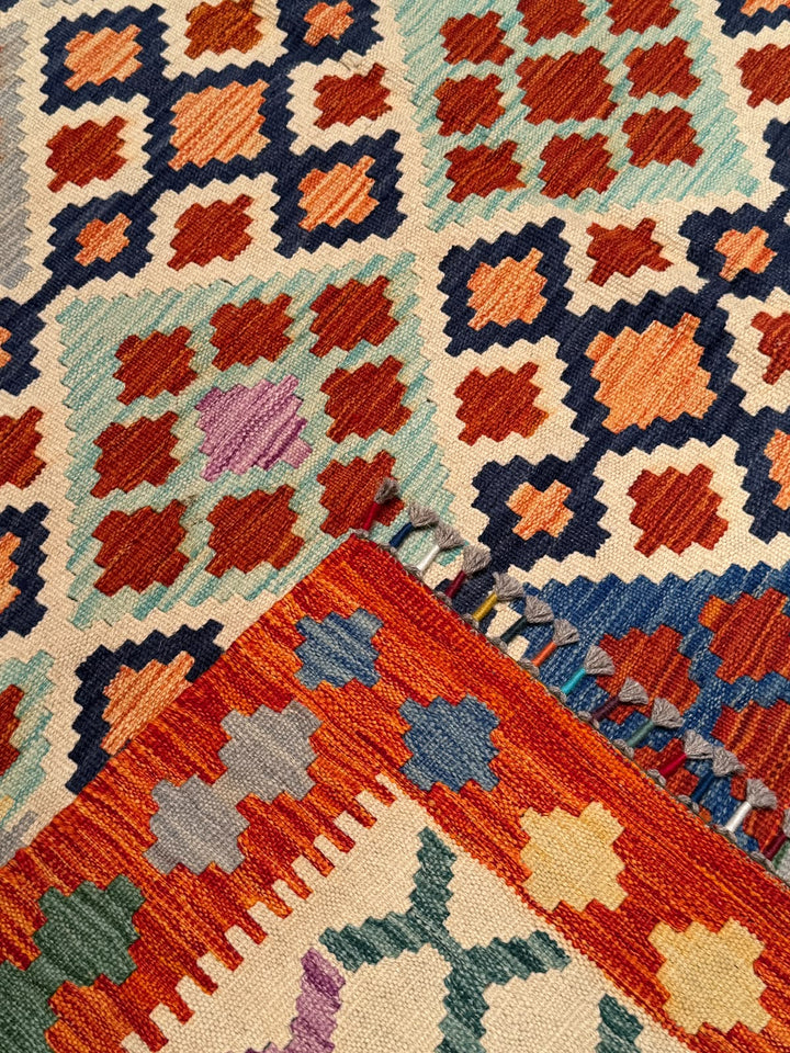 El Dokuma Orijinal Afgan Yün Kilim Multi 198x293 5.80 Metrekare - 7x10 ft