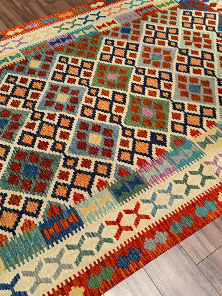 El Dokuma Orijinal Afgan Yün Kilim Multi 198x293 5.80 Metrekare - 7x10 ft