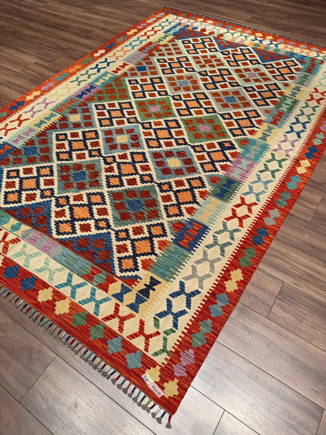 El Dokuma Orijinal Afgan Yün Kilim Multi 198x293 5.80 Metrekare - 7x10 ft