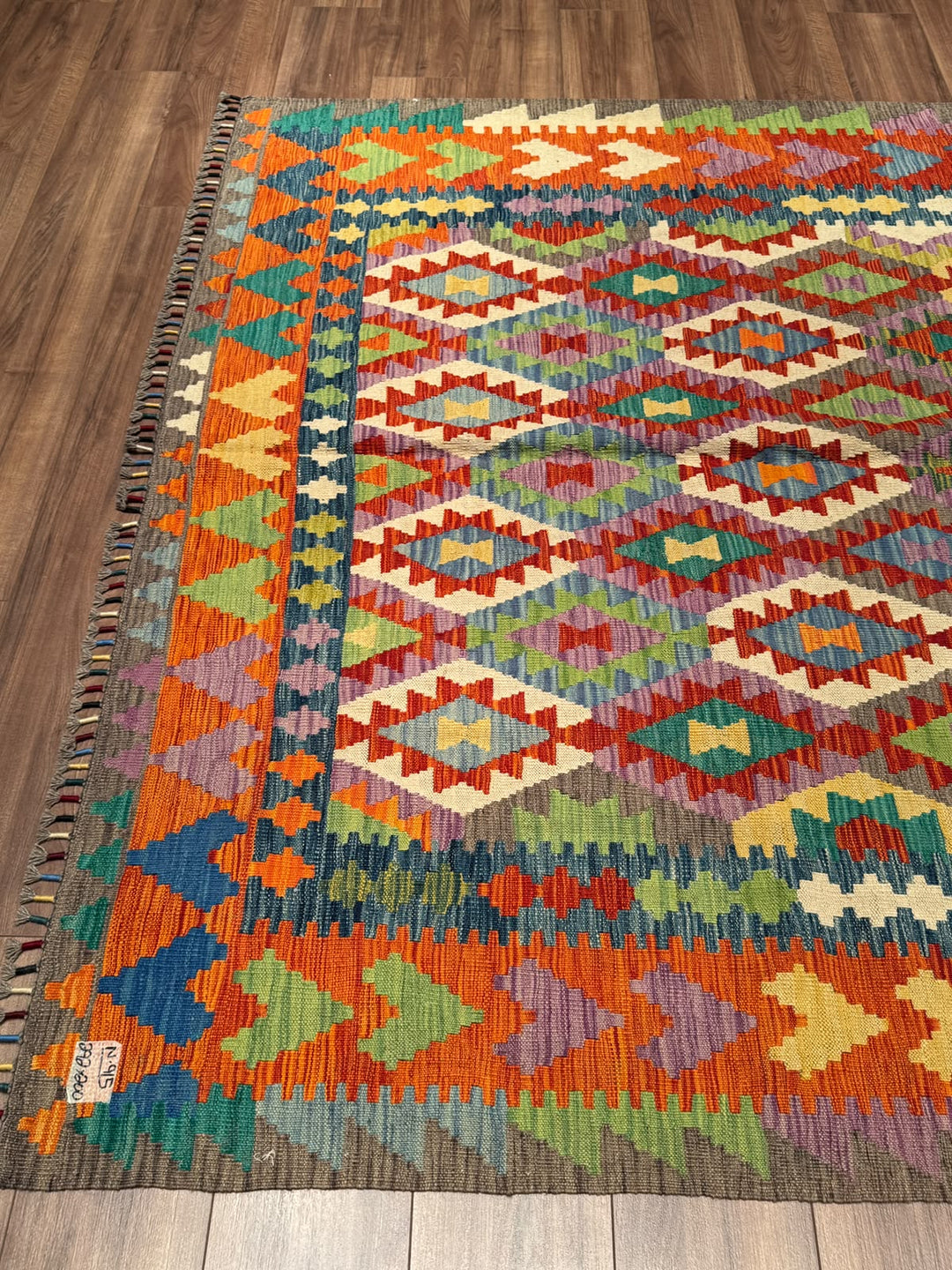 El Dokuma Orijinal Afgan Yün Kilim Multi 200x292 5.84 Metrekare - 7x10 ft