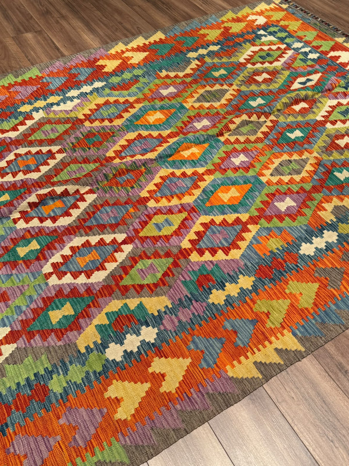 El Dokuma Orijinal Afgan Yün Kilim Multi 200x292 5.84 Metrekare - 7x10 ft