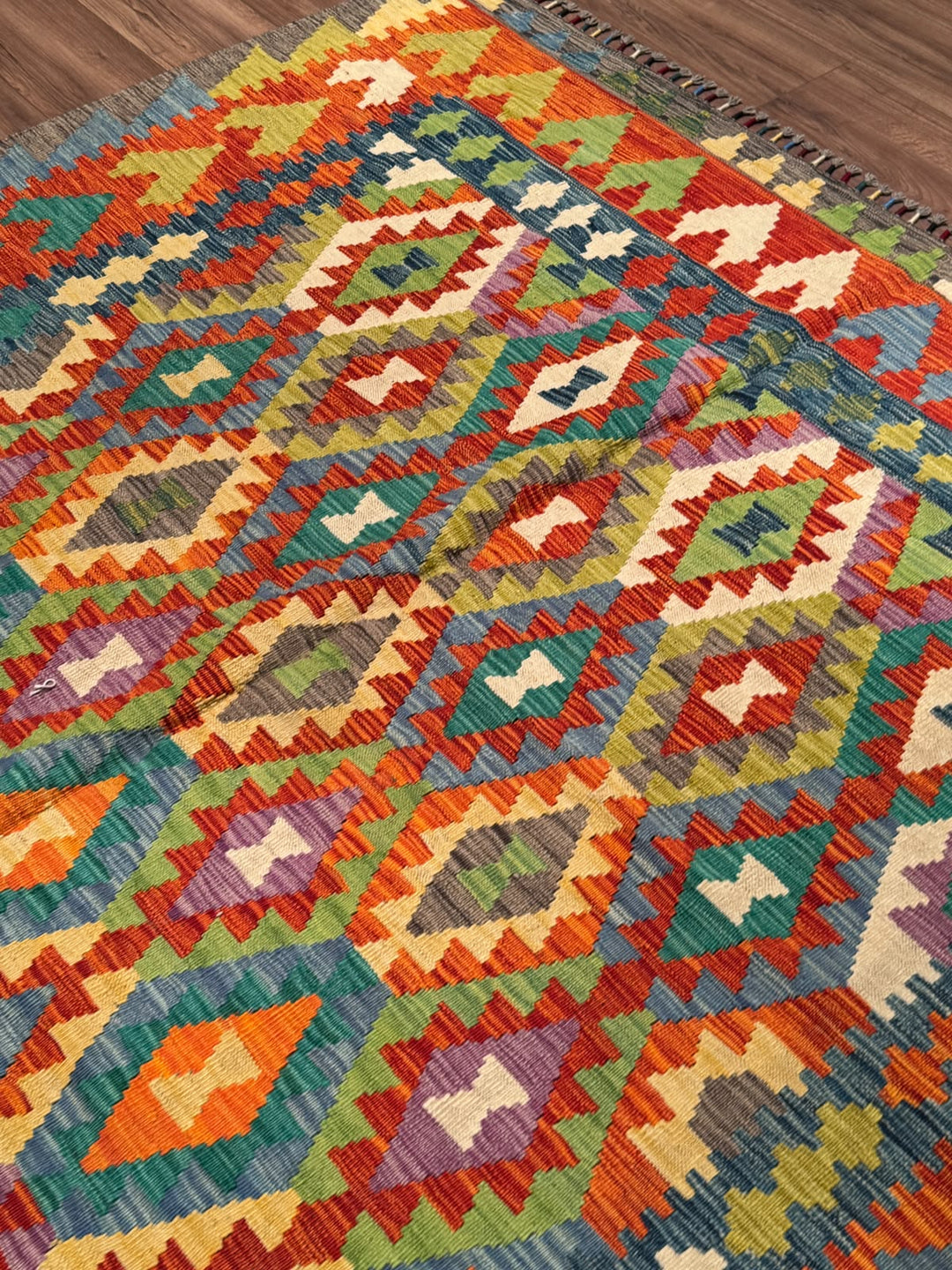 El Dokuma Orijinal Afgan Yün Kilim Multi 200x292 5.84 Metrekare - 7x10 ft