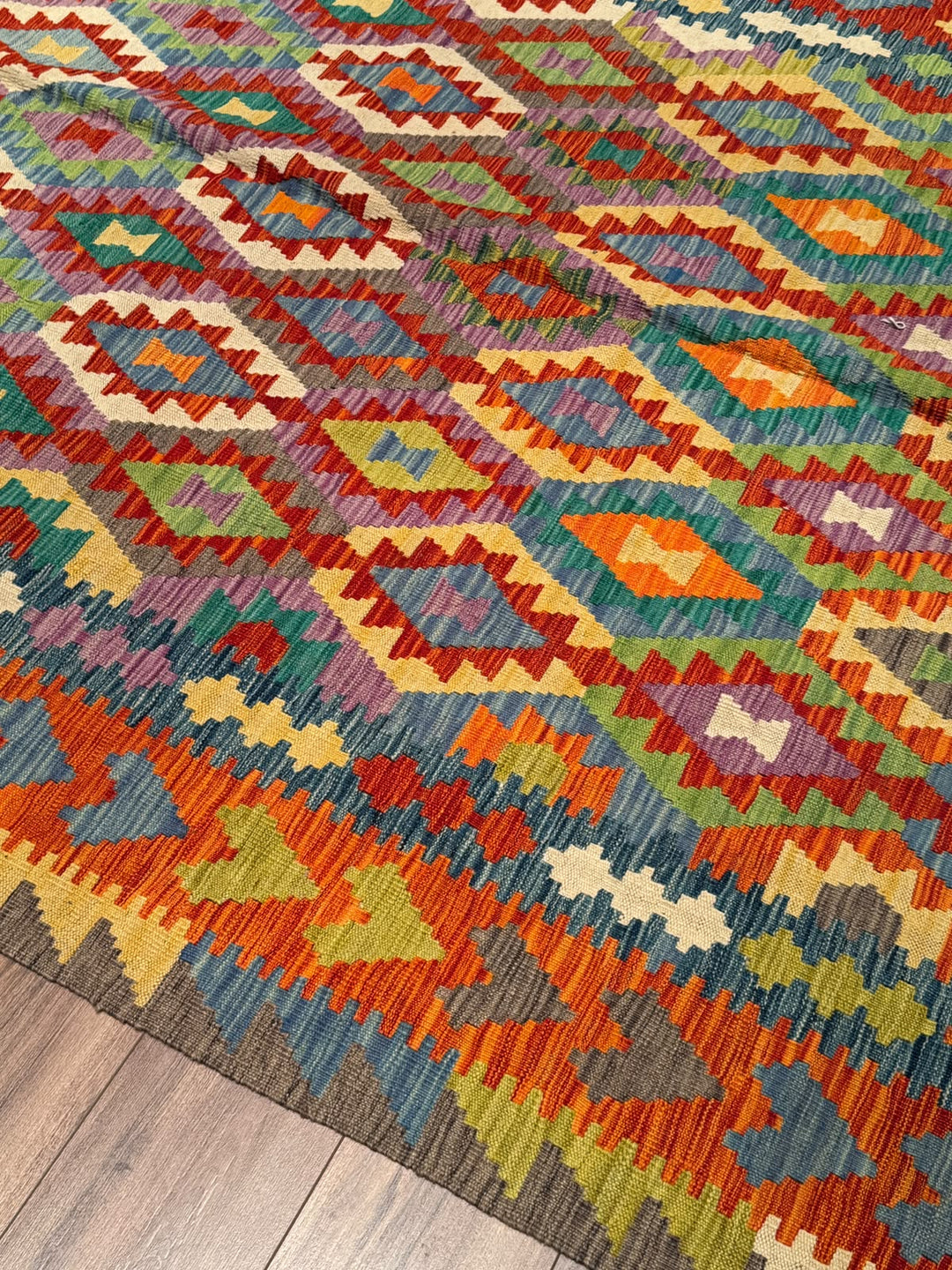 El Dokuma Orijinal Afgan Yün Kilim Multi 200x292 5.84 Metrekare - 7x10 ft