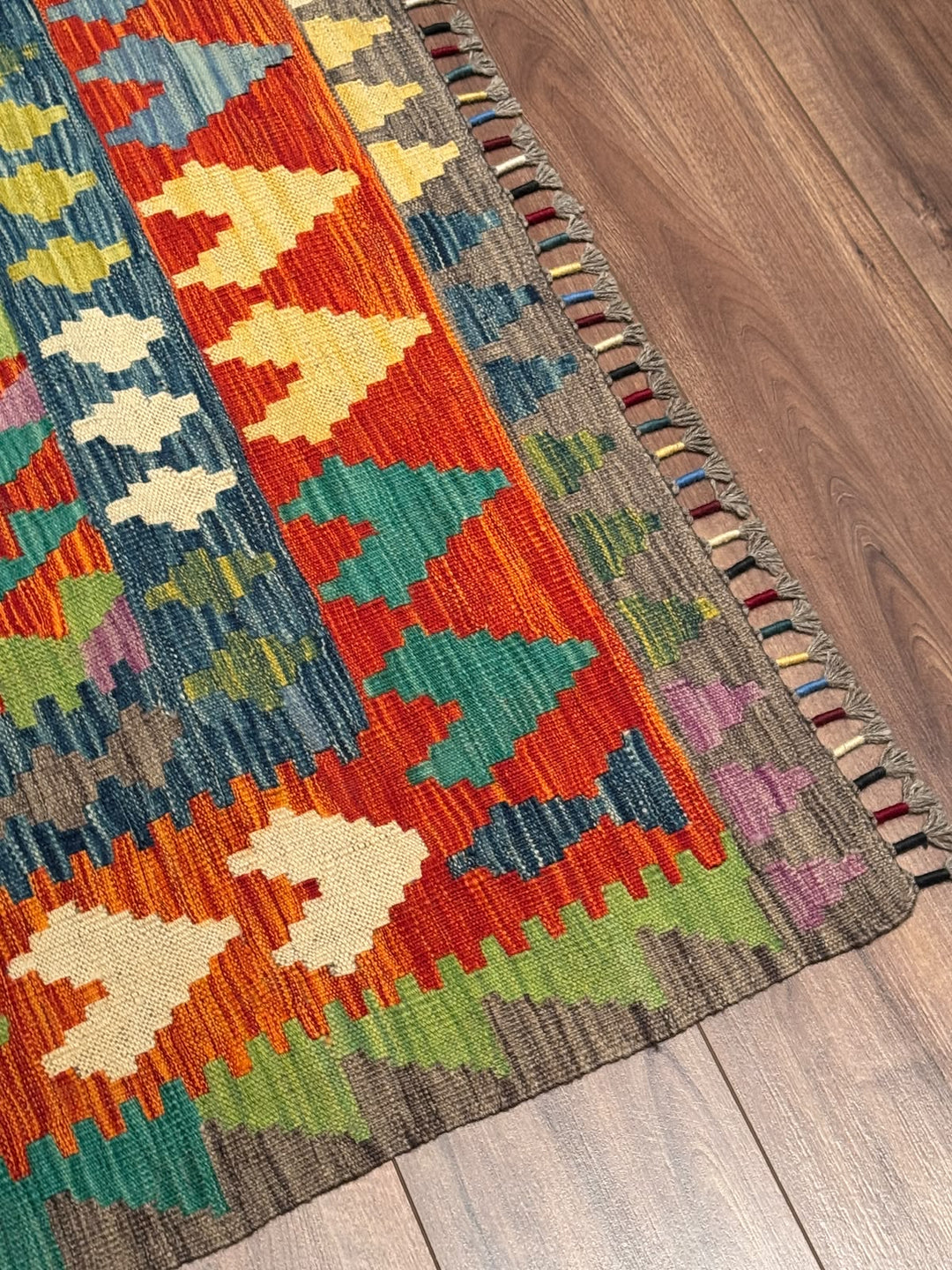 El Dokuma Orijinal Afgan Yün Kilim Multi 200x292 5.84 Metrekare - 7x10 ft