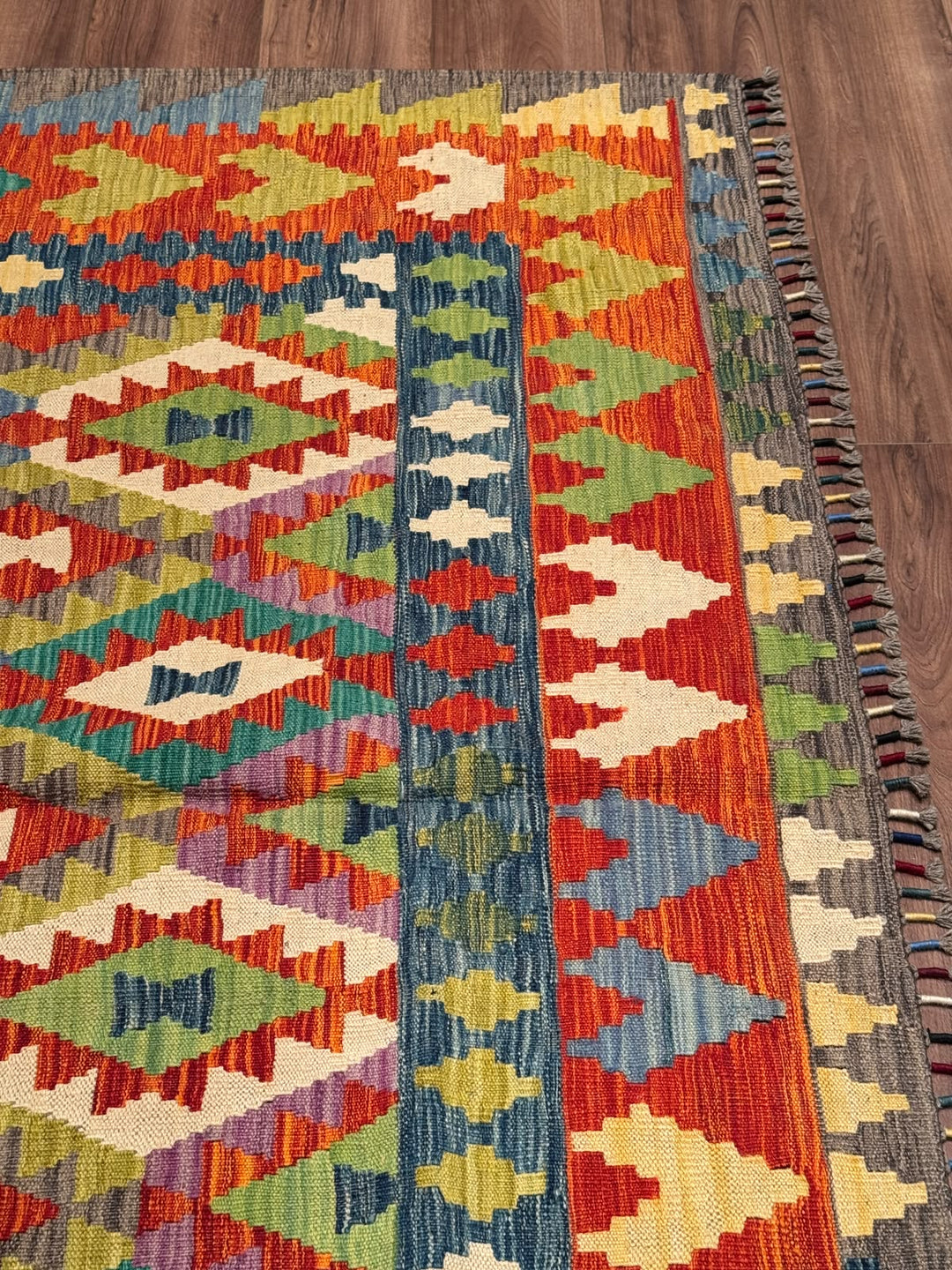 El Dokuma Orijinal Afgan Yün Kilim Multi 200x292 5.84 Metrekare - 7x10 ft