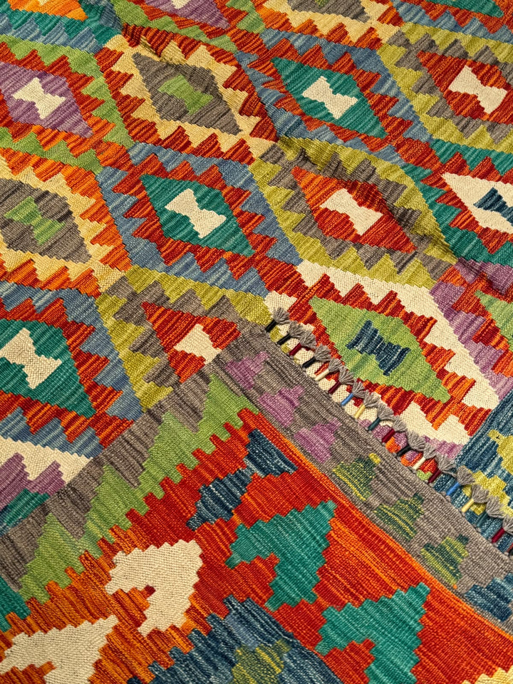 El Dokuma Orijinal Afgan Yün Kilim Multi 200x292 5.84 Metrekare - 7x10 ft