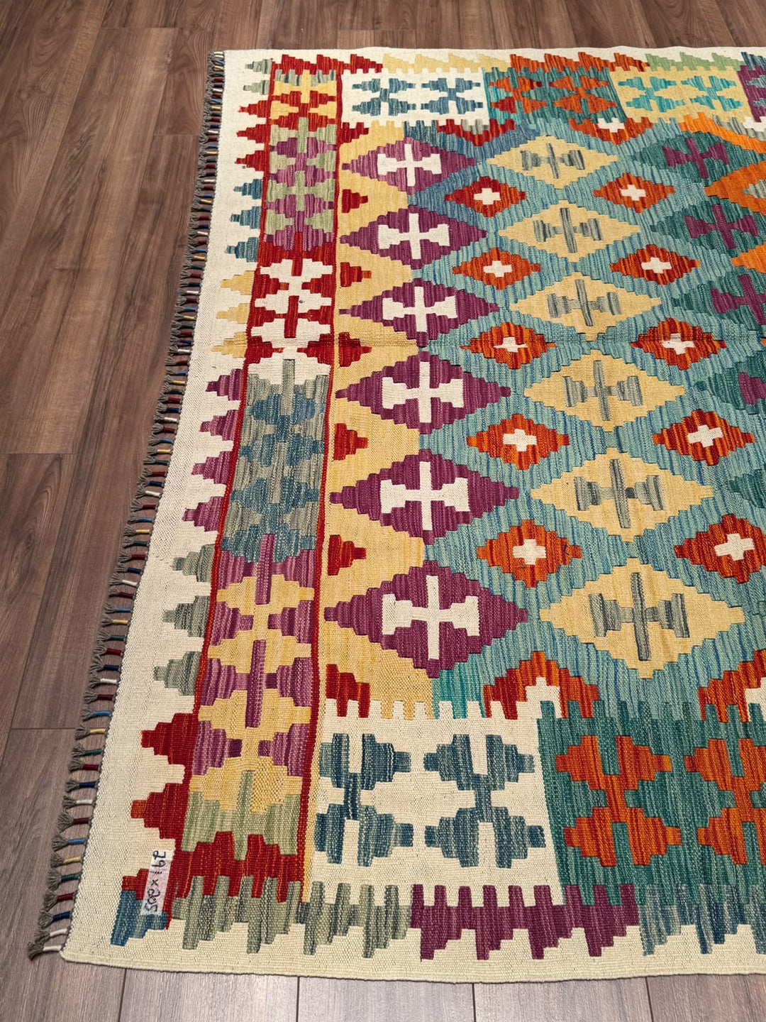 El Dokuma Orijinal Afgan Yün Kilim Multi 205x291 5.97 Metrekare - 7x10 ft