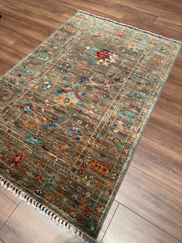 Sultani Binbirgece Orijinal El Dokuması Toprak Kök Boya Yün Halı 101x154 1.56 Metrekare - 3x5 ft