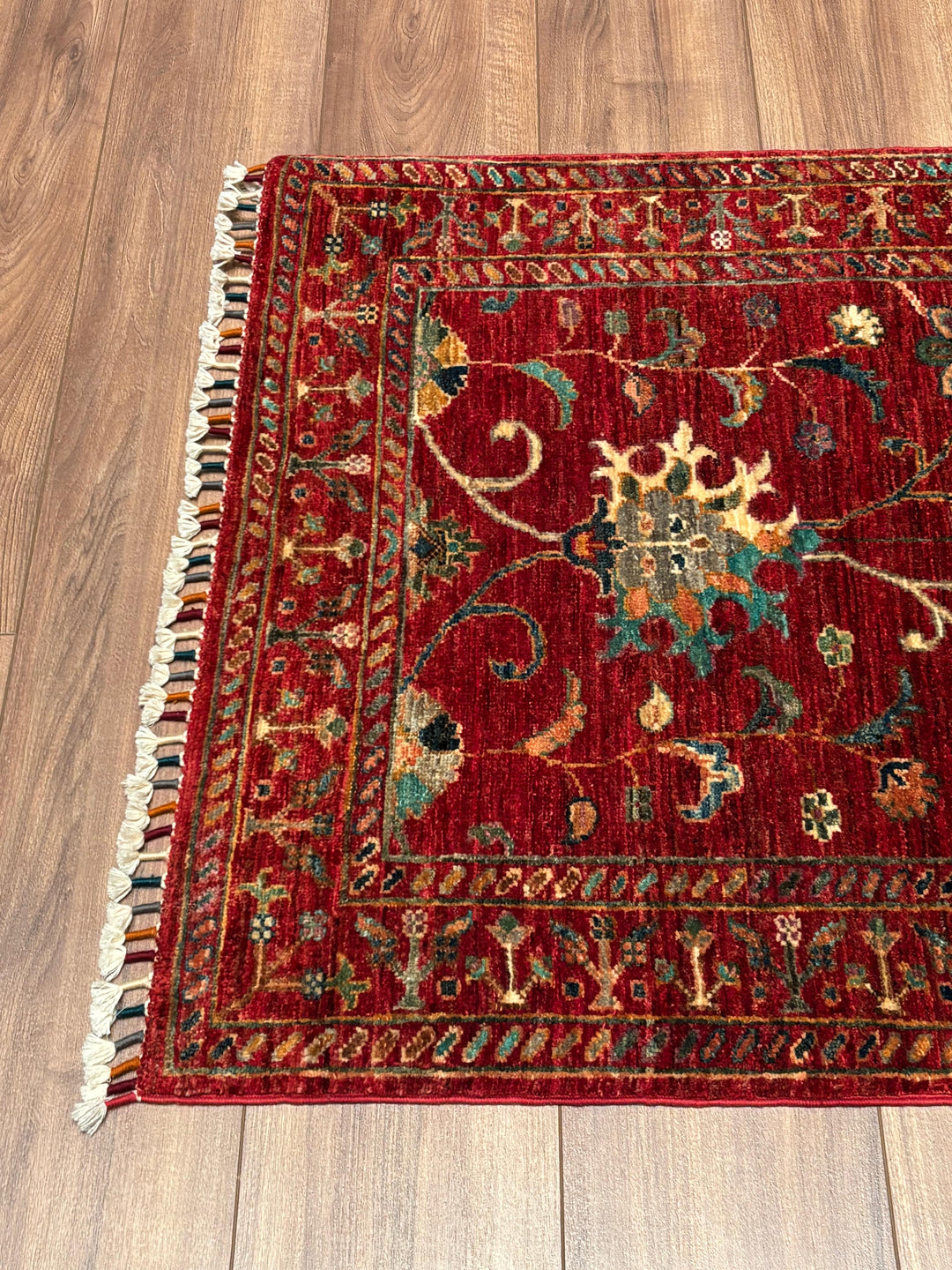 Sultani Binbirgece Orijinal El Dokuması Kırmızı Kök Boya Yün Halı 0.83x114 0.95 Metrekare - 3x5 ft