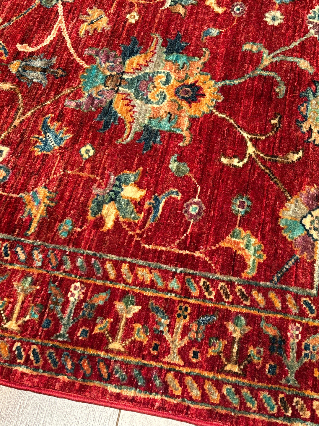 Sultani Binbirgece Orijinal El Dokuması Kırmızı Kök Boya Yün Halı 0.83x114 0.95 Metrekare - 3x5 ft