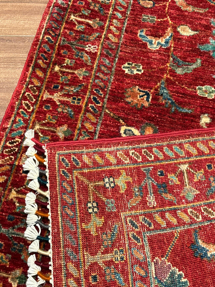 Sultani Binbirgece Orijinal El Dokuması Kırmızı Kök Boya Yün Halı 0.83x114 0.95 Metrekare - 3x5 ft