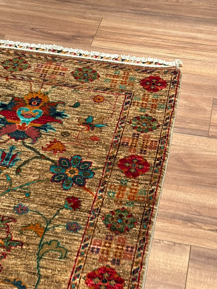 Sultani Binbirgece Yolluk Orijinal El Dokuması Bej Kök Boya Yün Halı 0.85x300 2.55 Metrekare - 3x10 ft
