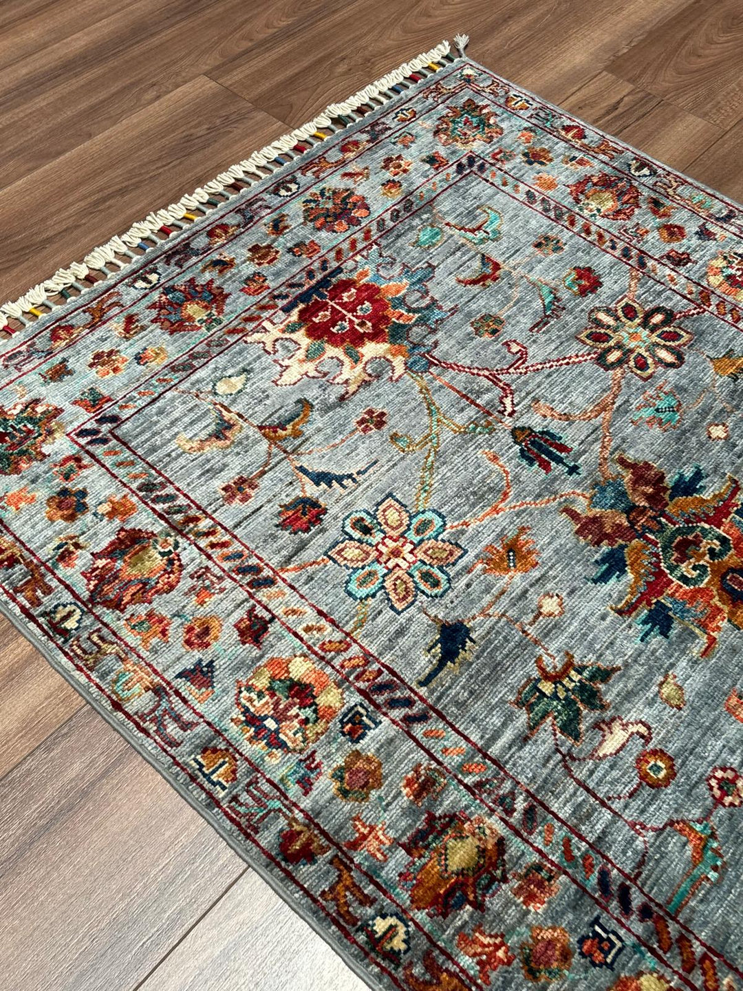Sultani Binbirgece Orijinal El Dokuması Gri Kök Boya Yün Halı 0.92x139 1.28 Metrekare - 3x4 ft