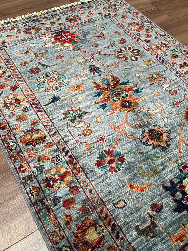 Sultani Binbirgece Orijinal El Dokuması Gri Kök Boya Yün Halı 0.92x139 1.28 Metrekare - 3x4 ft