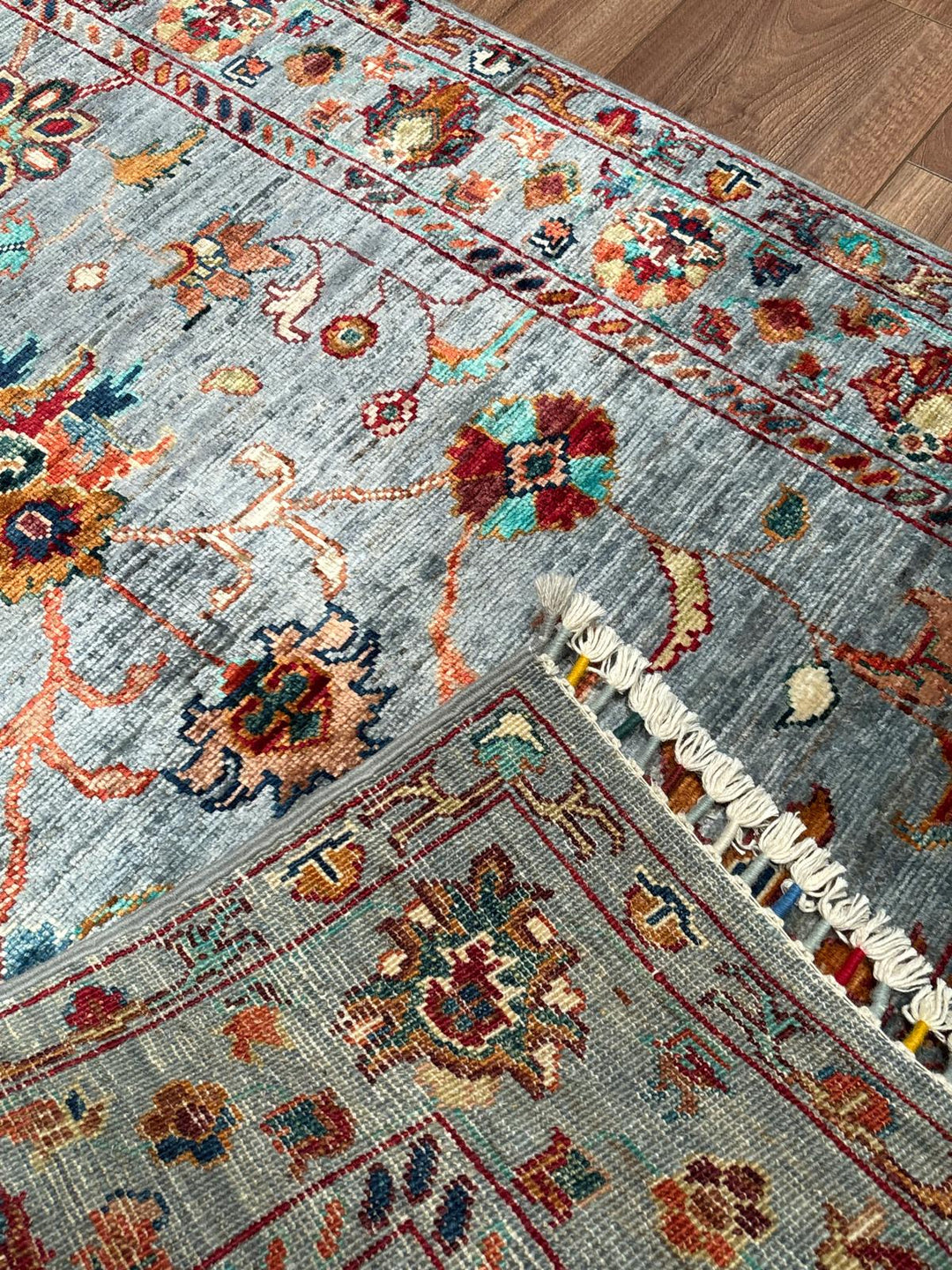 Sultani Binbirgece Orijinal El Dokuması Gri Kök Boya Yün Halı 0.92x139 1.28 Metrekare - 3x4 ft