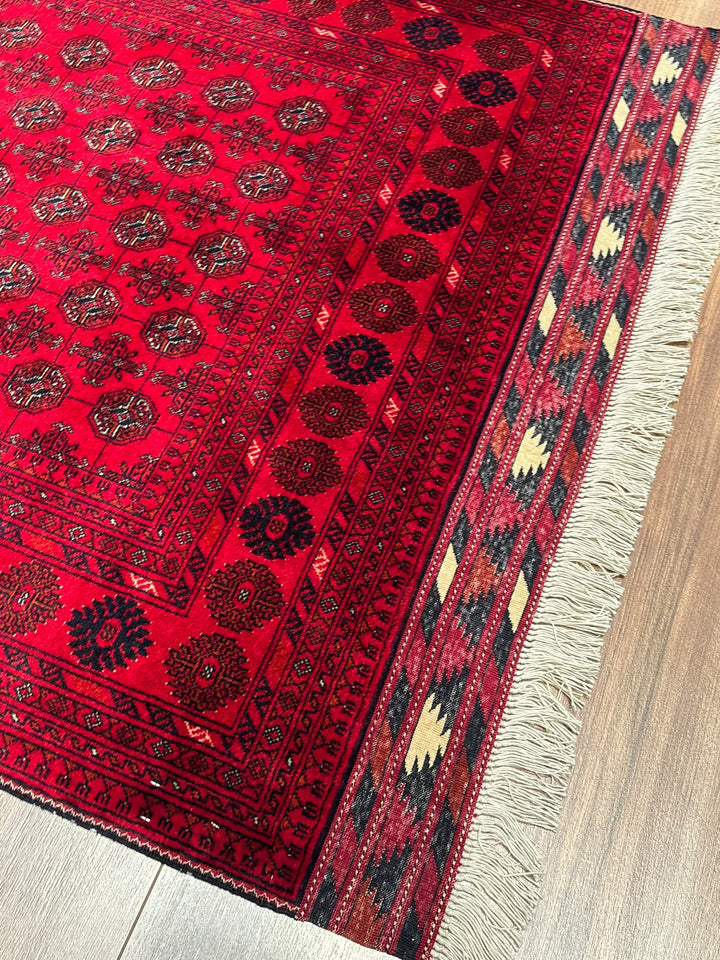 Afgan Halısı Bilcik Buhara Orijinal El Dokuması Kök Boya Yün 101x147 1.48 Metrekare - 3x5 ft