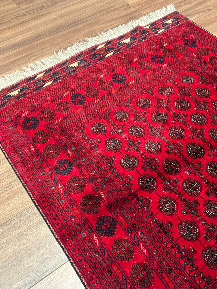 Afgan Halısı Bilcik Buhara Orijinal El Dokuması Kök Boya Yün 101x147 1.48 Metrekare - 3x5 ft