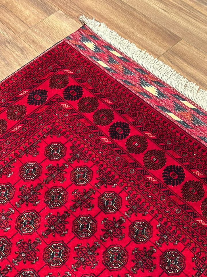 Afgan Halısı Bilcik Buhara Orijinal El Dokuması Kök Boya Yün 101x147 1.48 Metrekare - 3x5 ft