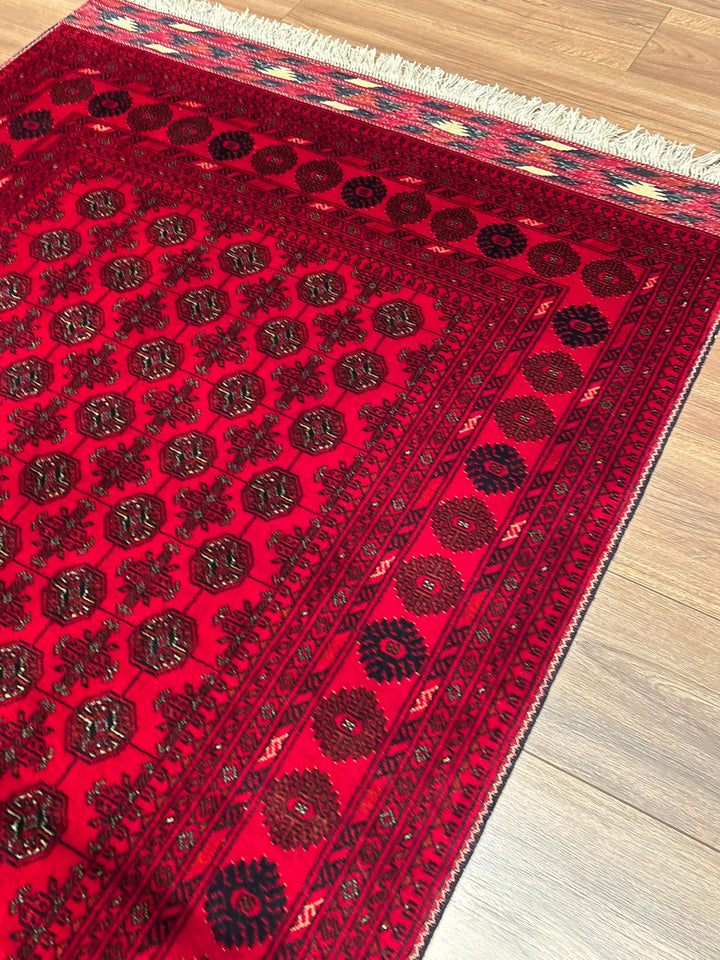 Afgan Halısı Bilcik Buhara Orijinal El Dokuması Kök Boya Yün 101x147 1.48 Metrekare - 3x5 ft
