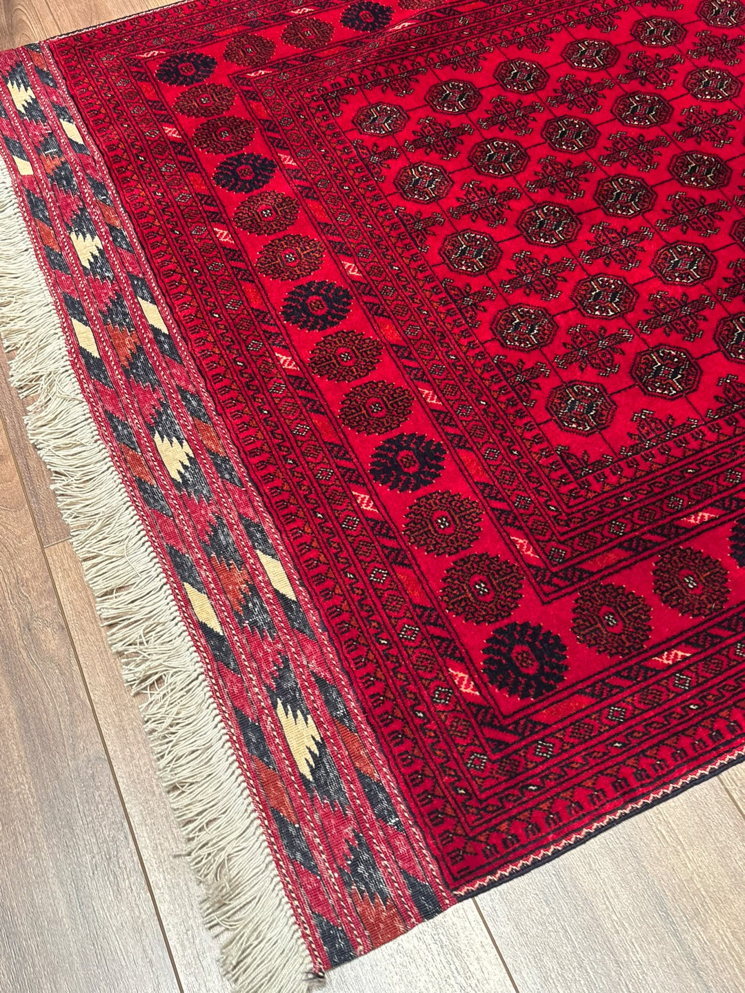 Afgan Halısı Bilcik Buhara Orijinal El Dokuması Kök Boya Yün 101x147 1.48 Metrekare - 3x5 ft