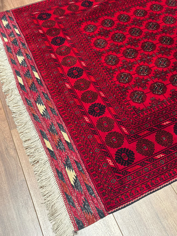 Afgan Halısı Bilcik Buhara Orijinal El Dokuması Kök Boya Yün 101x147 1.48 Metrekare - 3x5 ft