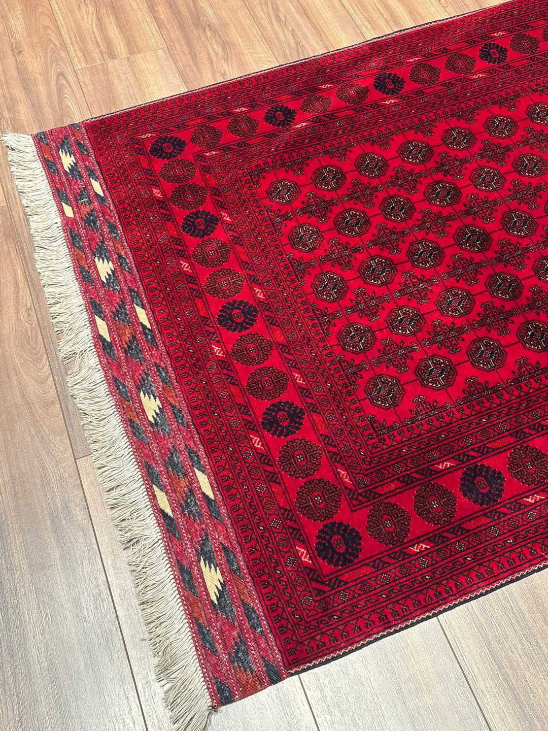 Afgan Halısı Bilcik Buhara Orijinal El Dokuması Kök Boya Yün 101x147 1.48 Metrekare - 3x5 ft