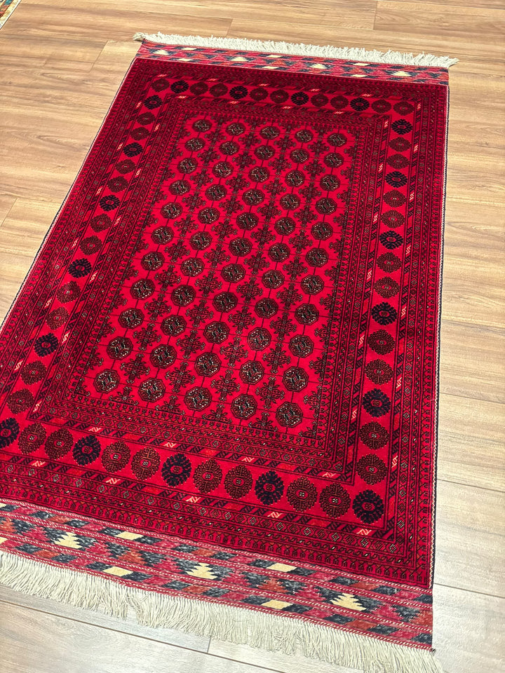 Afgan Halısı Bilcik Buhara Orijinal El Dokuması Kök Boya Yün 101x147 1.48 Metrekare - 3x5 ft