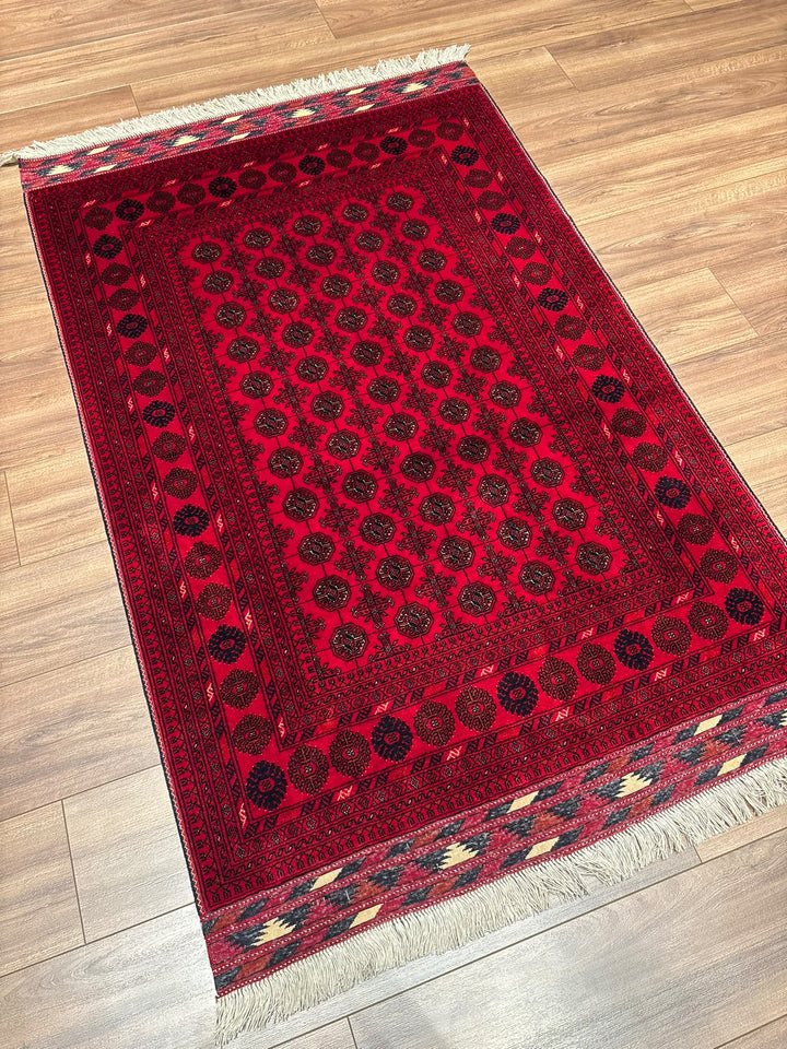 Afgan Halısı Bilcik Buhara Orijinal El Dokuması Kök Boya Yün 101x147 1.48 Metrekare - 3x5 ft